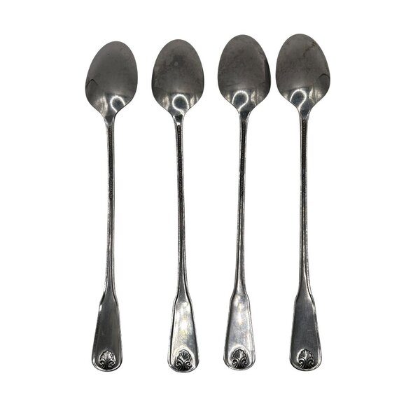 Oneida Silver Roger’s Colonial Mood Stainless Iced Tea Spoons Set Of 4 glossy - Picture 3 of 3